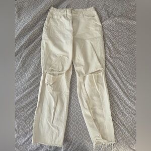 Ripped Cream Jeans